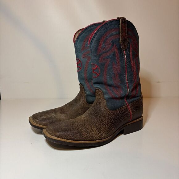 Twisted X Hooey Youth size 5.5 M Cowboy Boots Leather Square Toe YHY0008 - Picture 1 of 11